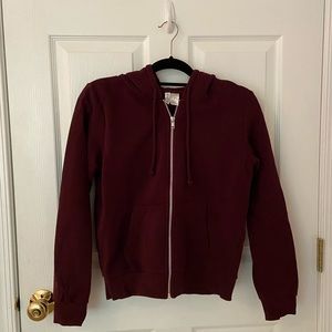 Divided H&M Maroon Zip-Up Sweatshirt Hoodie